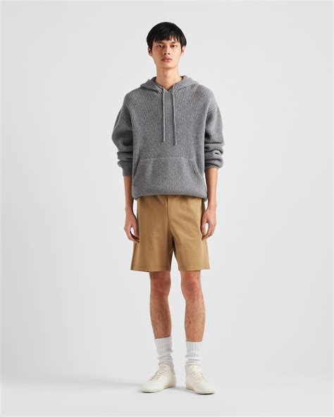 grey prada hoodie|Grey Cashmere Knit Hoodie .